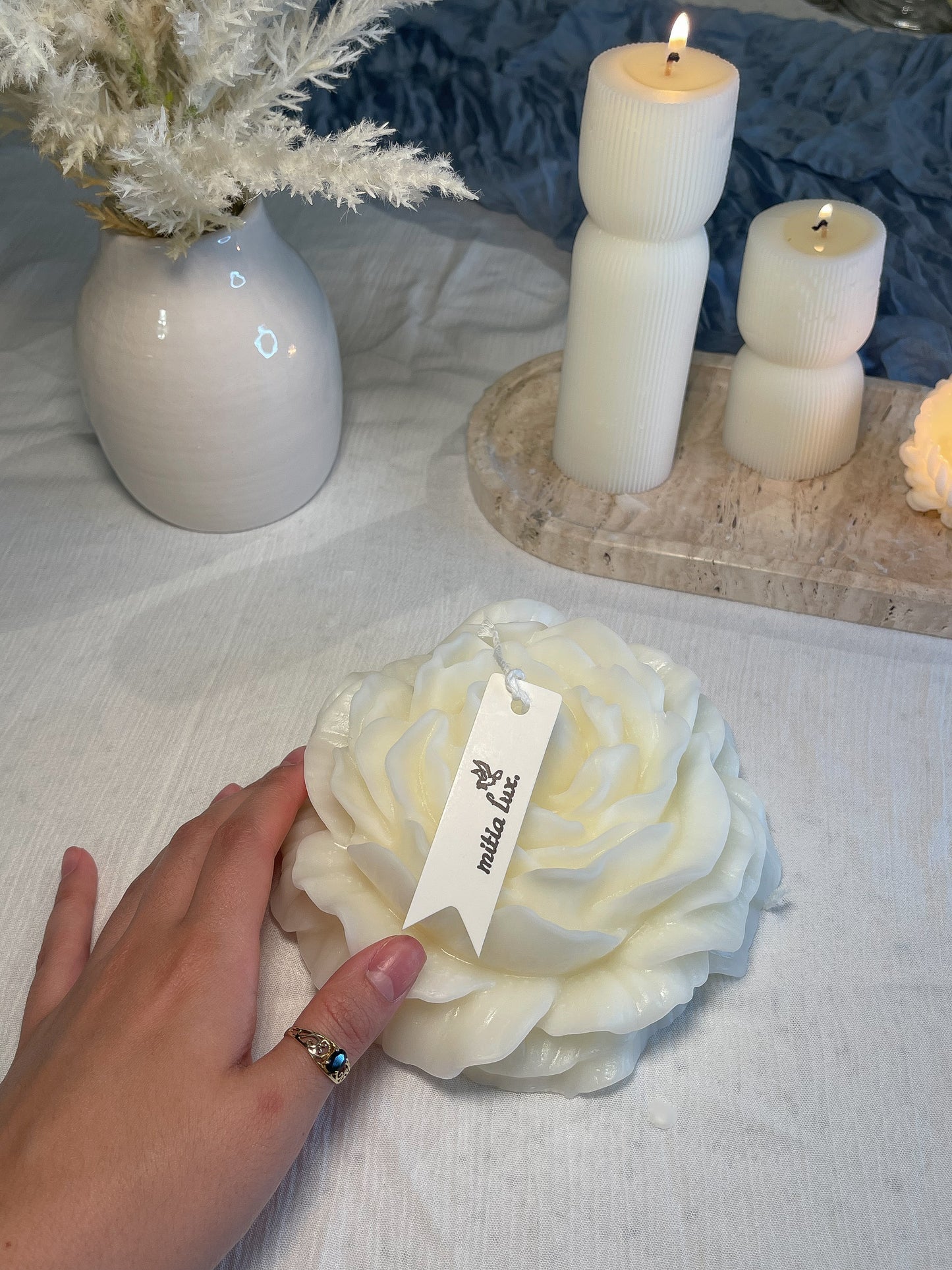 Large Peony Candle